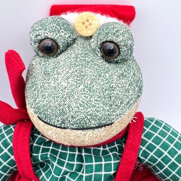 Sterling Inc Stuffed Frog Santa Christmas Shelf Sitter Sandbag Plush 12-Inch Vtg - Picture 7 of 9